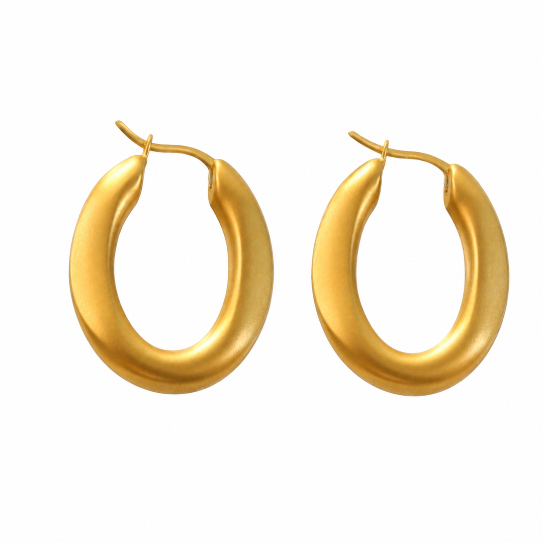 Chunky u hoops i mat 18 karat forgyldt titanium