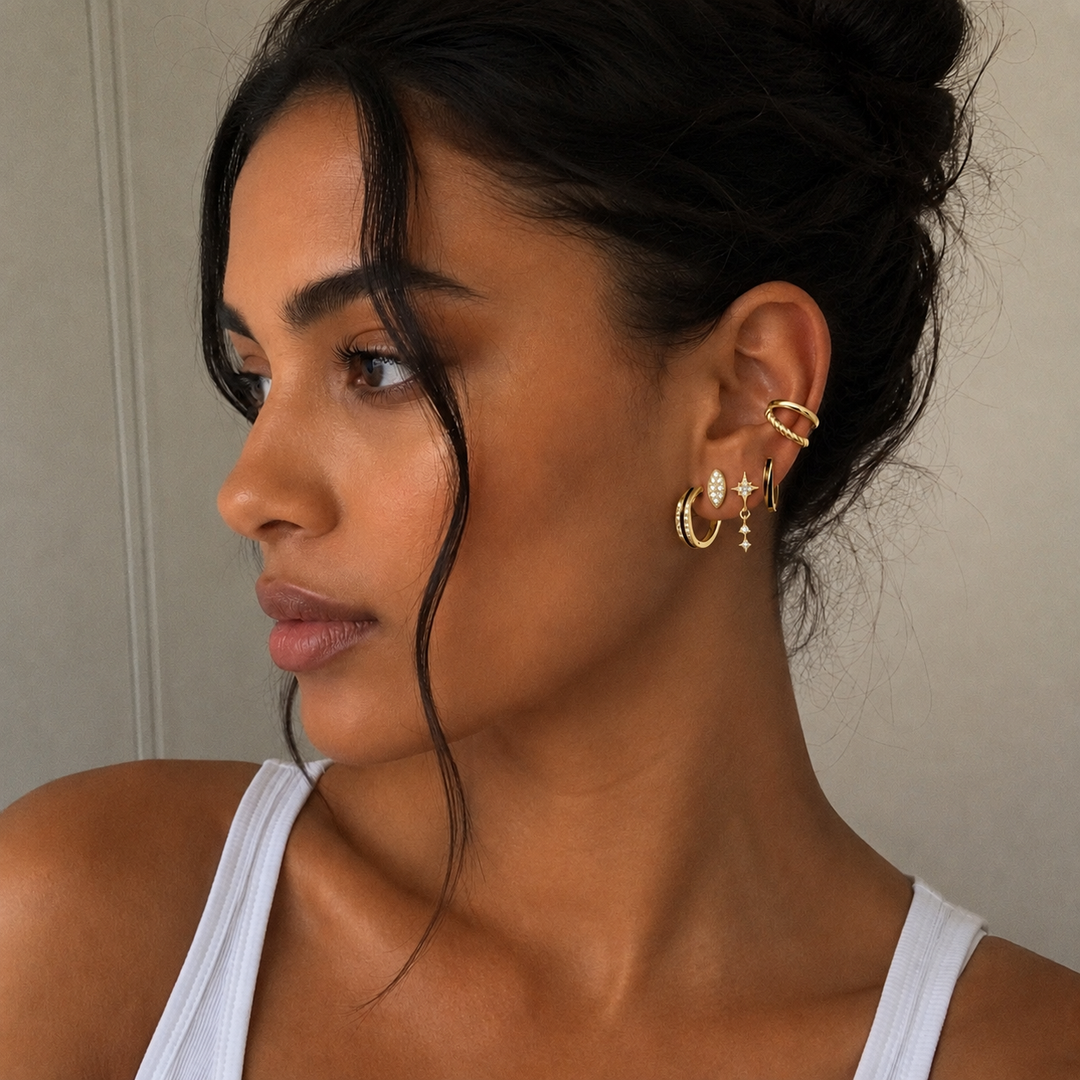 Dobbelt twist øre cuff - 18 karat forgyldt 925 sterlingsølv