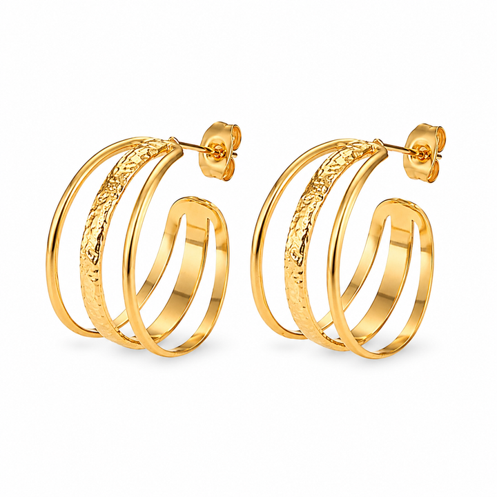 Mønstret triple hoops - 18 karat forgyldt titanium