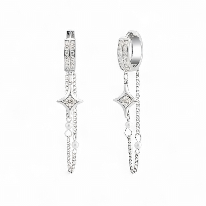 Pearl star hoops - 925 sterlingsølv