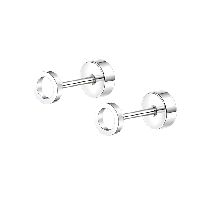 Ørestikker åben cirkel 7.5mm flad lås - ædelstål