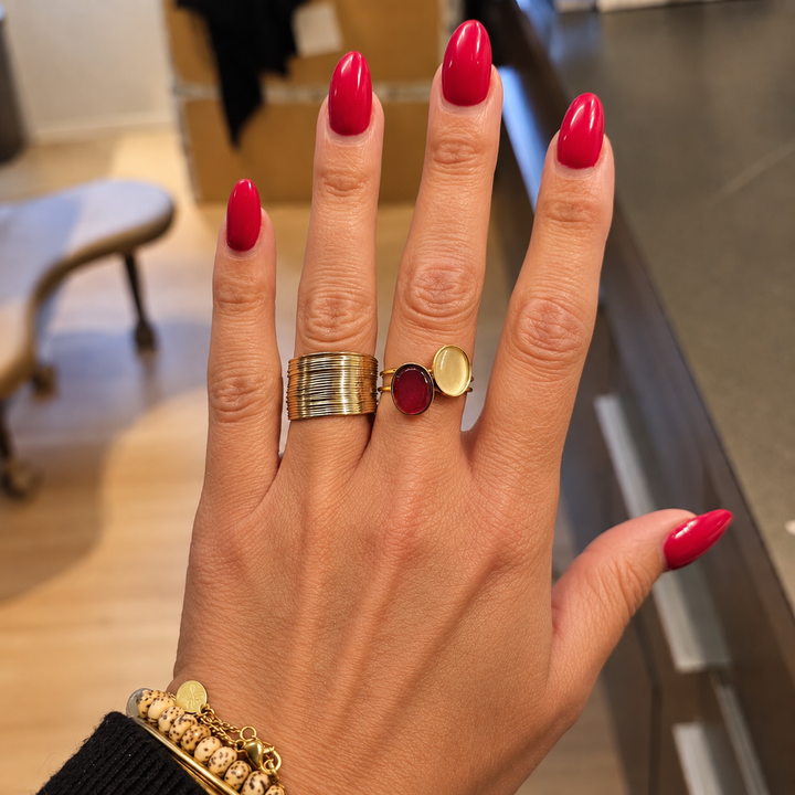 Statement ring tynde linjer - 14 karat forgyldt messing
