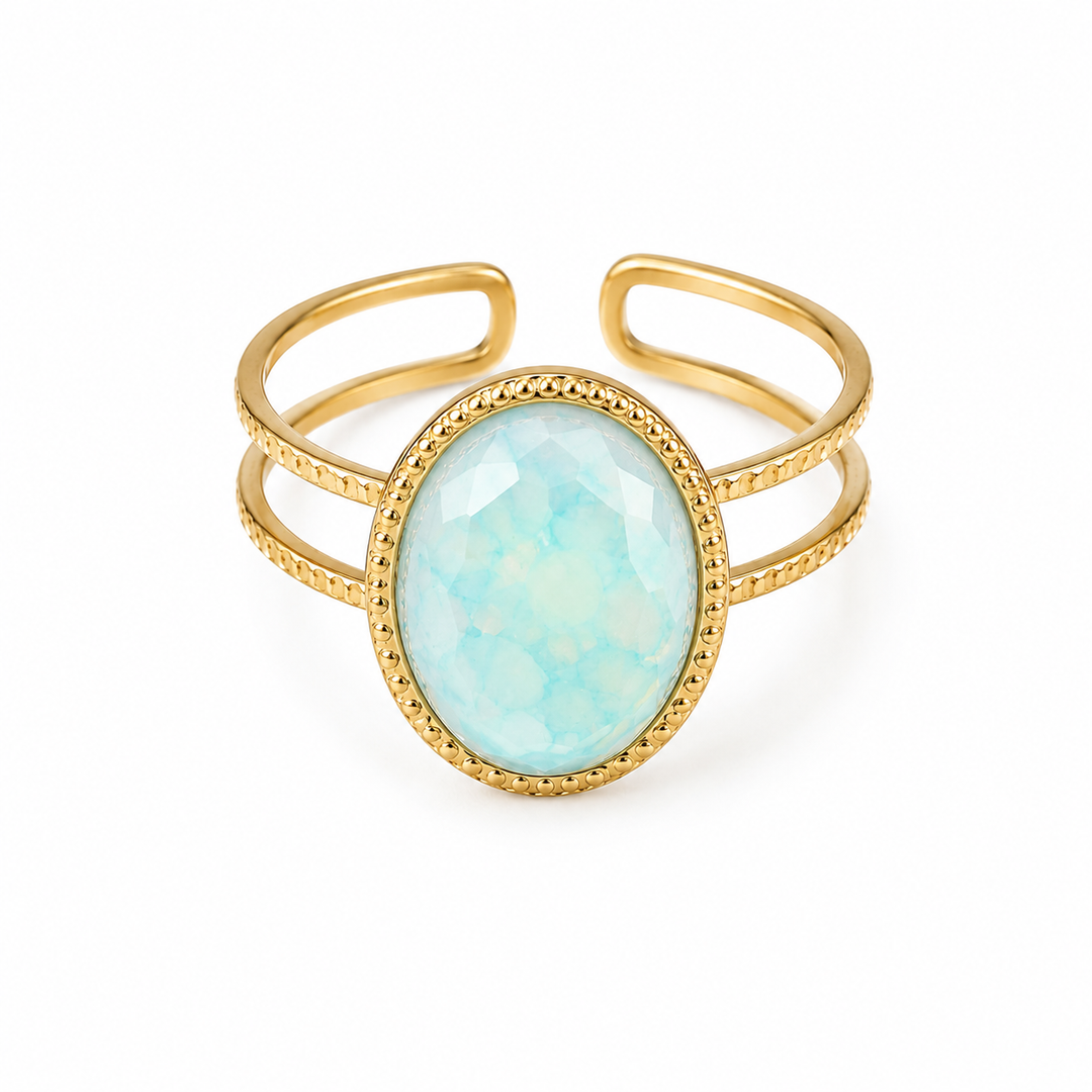 Vintage ring turkis - 18 karat forgyldt ædelstål
