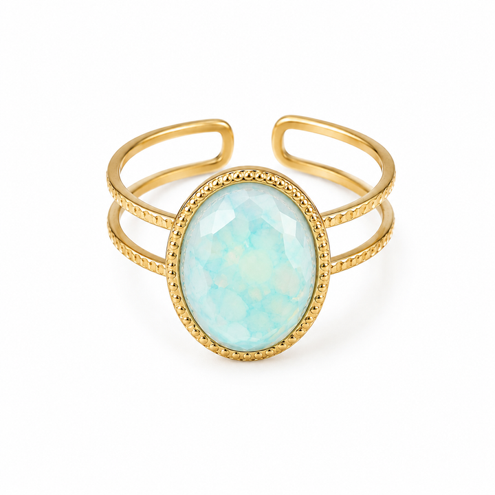 Vintage ring turkis - 18 karat forgyldt ædelstål
