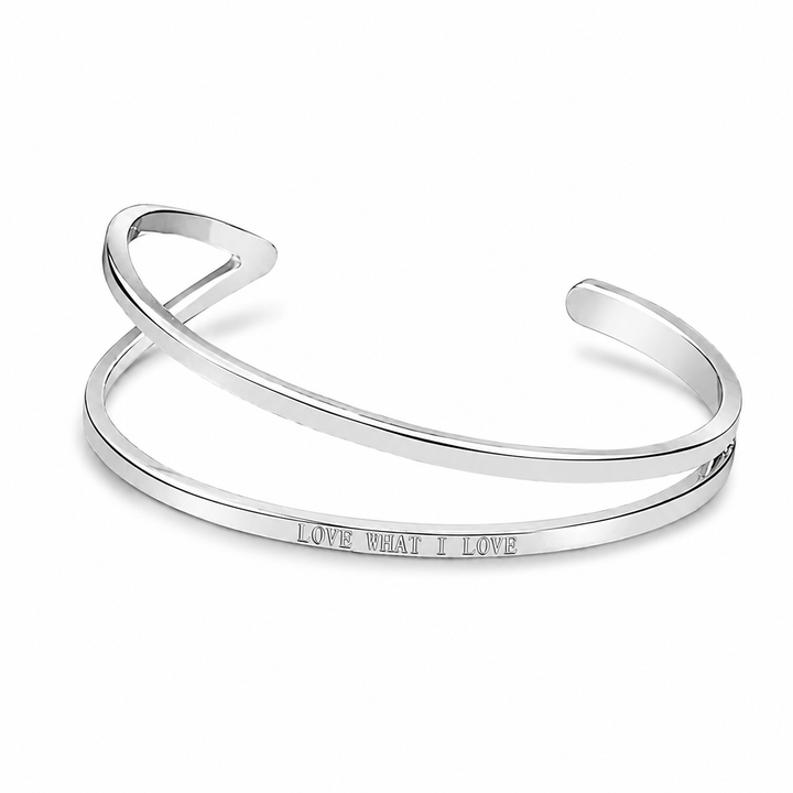 Dobbelt åben armring med citat - titanium