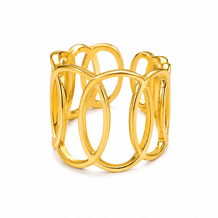 Ring med ovaler - 14 karat forgyldt titanium