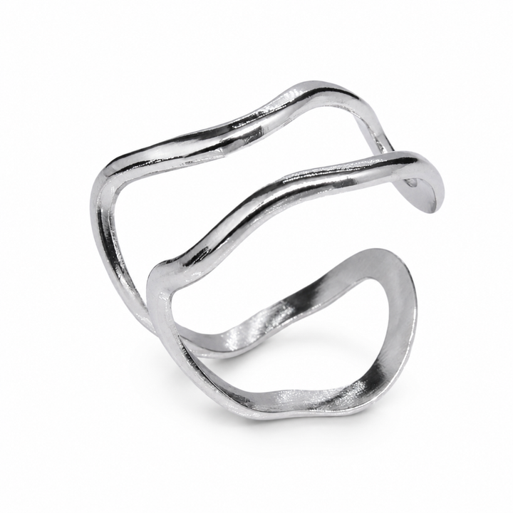 Dobbelt bølge ring - titanium