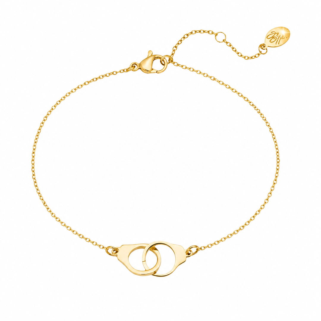 Armbånd med håndjern - 18 karat forgyldt ædelstål