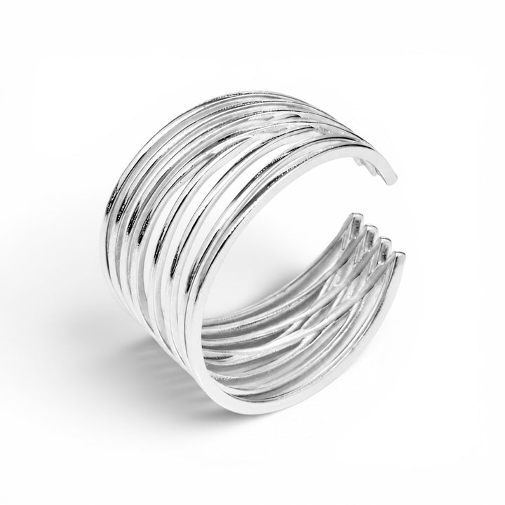 Ring med tynde linjer - titanium