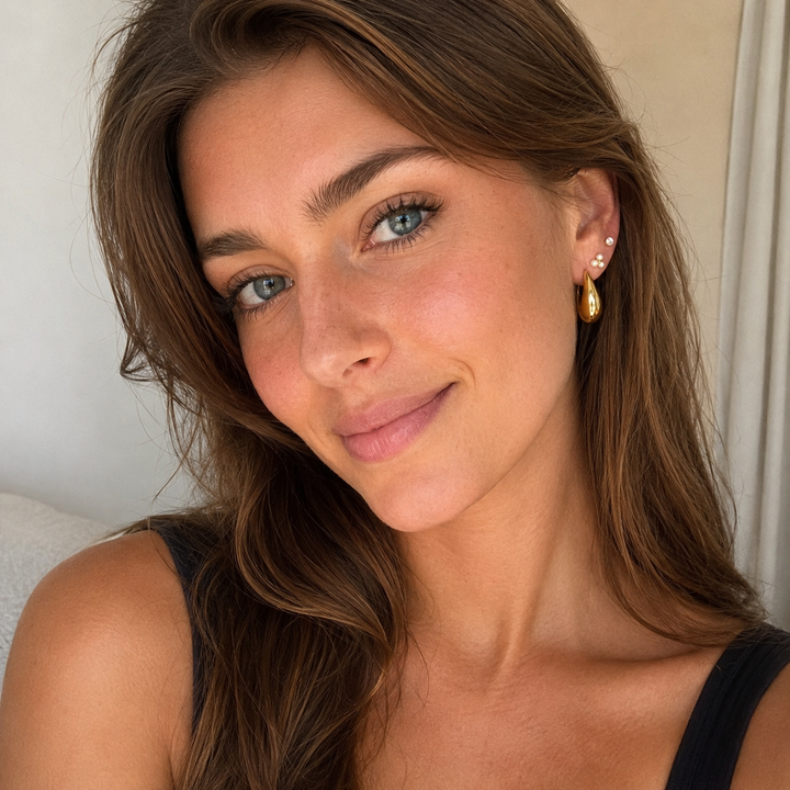 Ørestikker halvbue 20mm - 18 karat forgyldt ædelstål