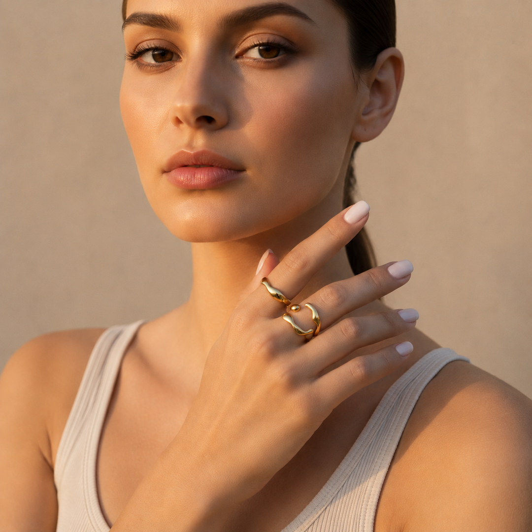 Ring åben organisk - 18 karat forgyldt titanium