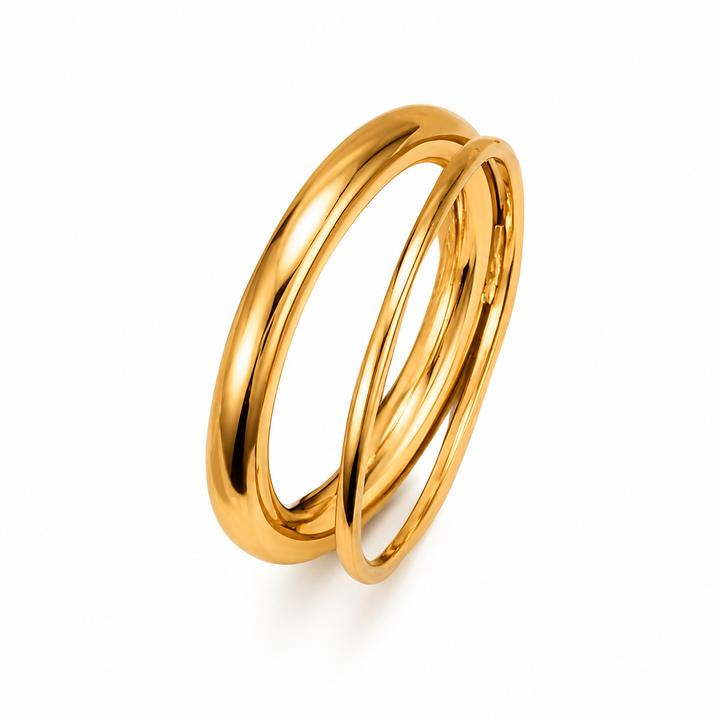 Dobbelt ring - 18 karat forgyldt titanium