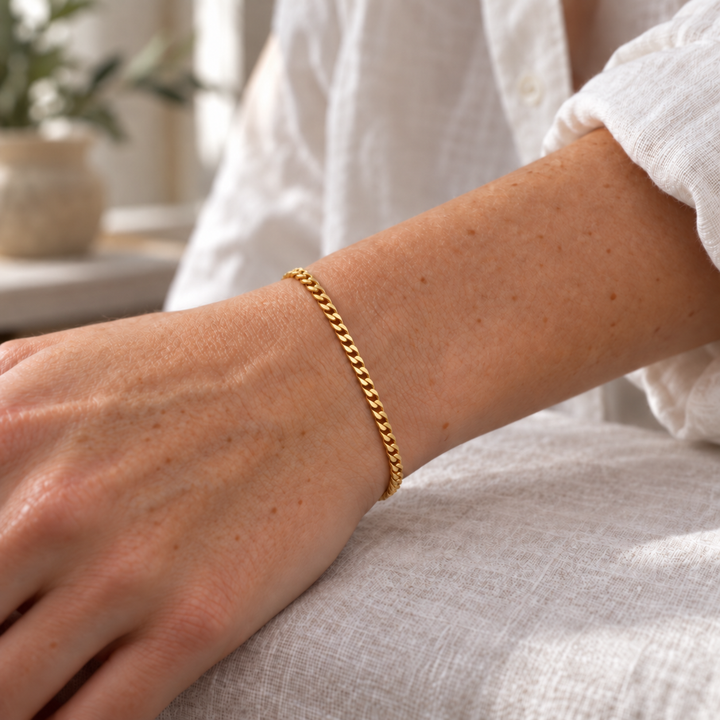 Panser facet armbånd 5mm - 18 karat forgyldt ædelstål
