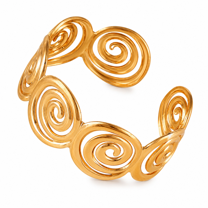 Åben spiral armring 2.3cm -18 karat forgyldt ædelstål