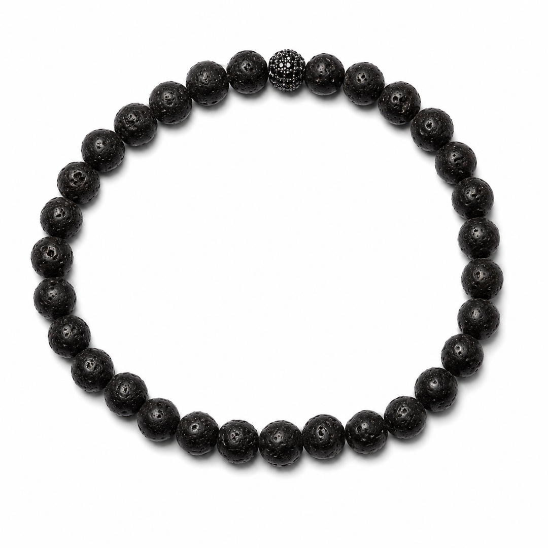 Herre armbånd natursten sort &amp; grå