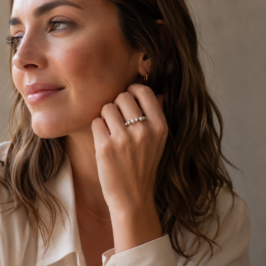 Fidget antistress mix ring - 925 sterlingsølv