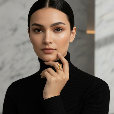 Hjerte i hjerte ring i 18 karat forgyldt ædelstål