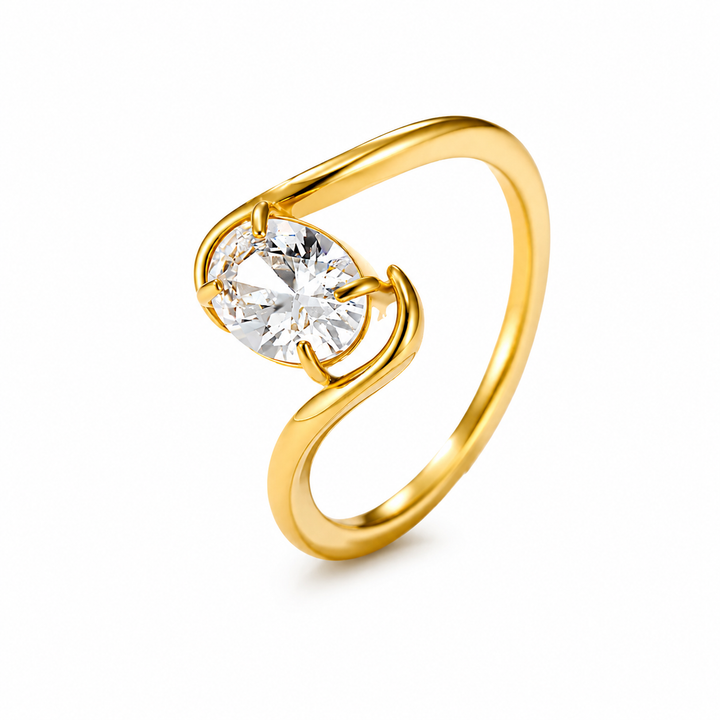 Open flow ring med klar zirkon - 18 karat ædelstål