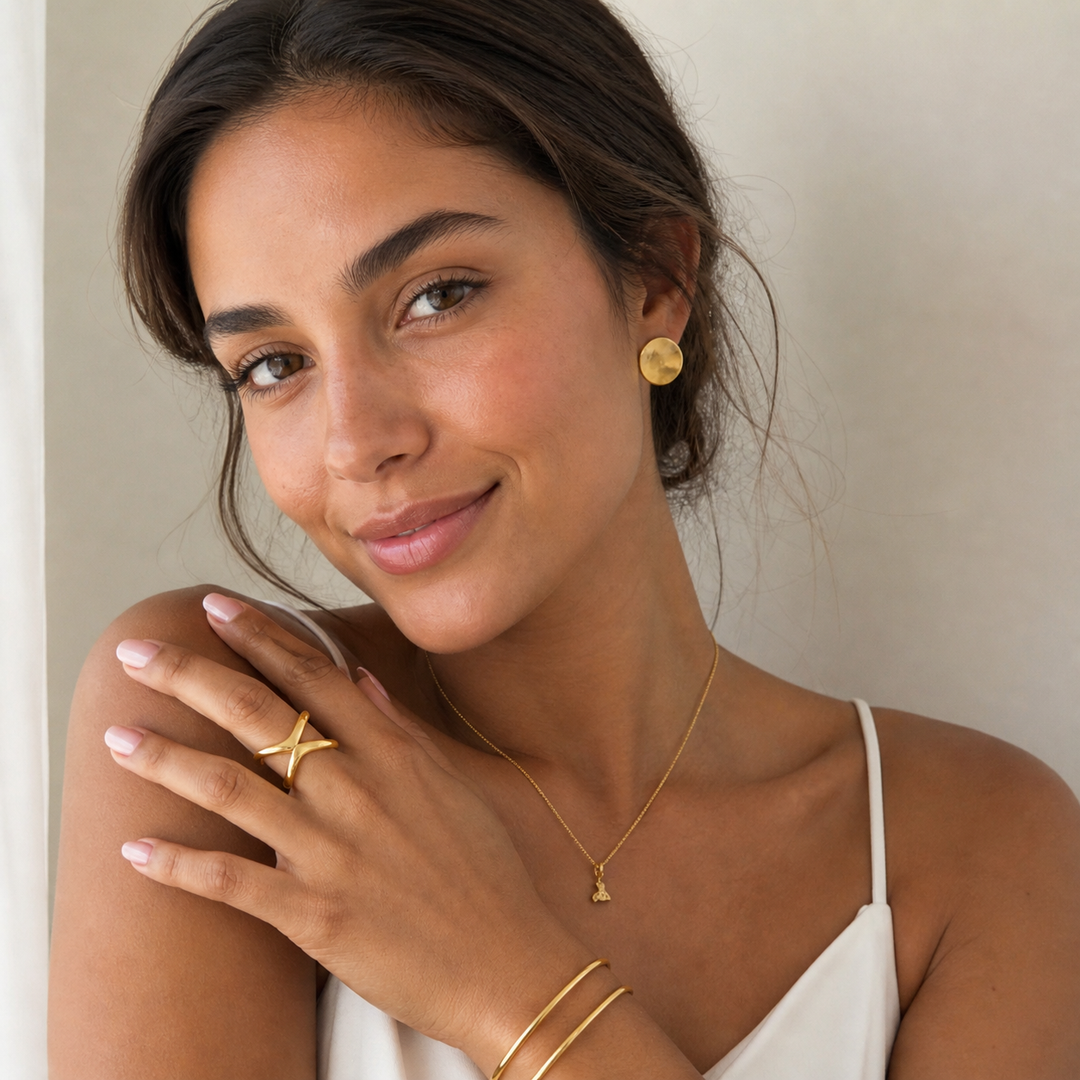 Cross Curve Ring – 18 karat Forgyldt Ædelstål