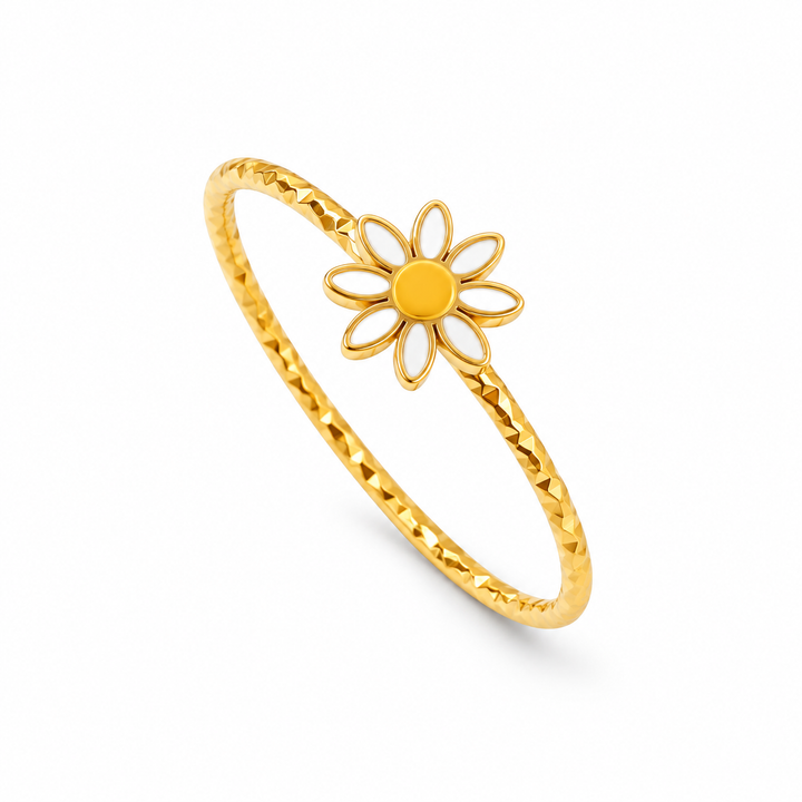 Marguerit ring - 18 karat forgyldt titanium