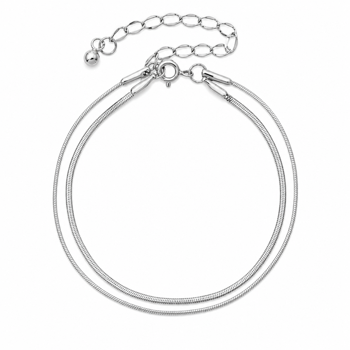 Armbånd dobbelt flad /rund slangekæde - titanium