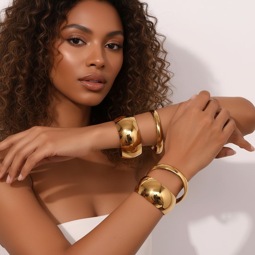 Armring 1 cm - 18 karat forgyldt ædelstål