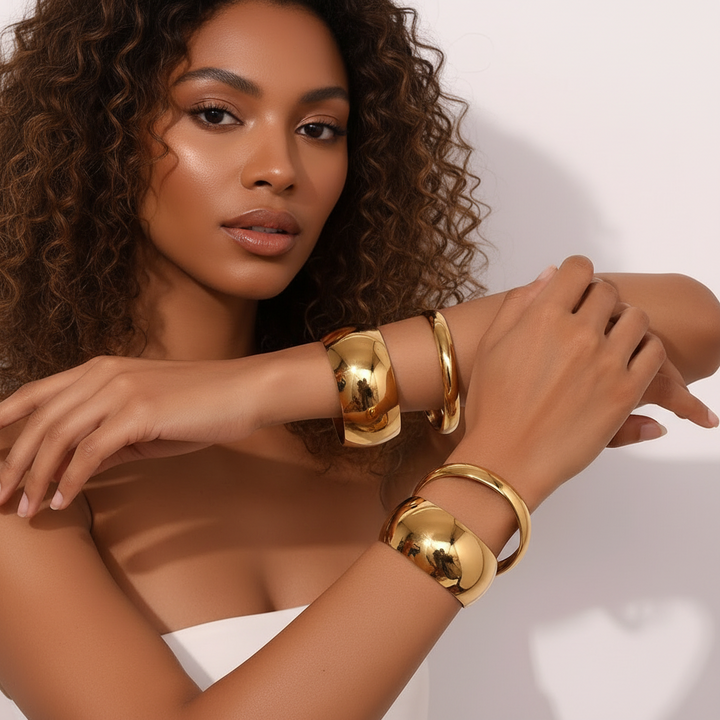Armring 1 cm - 18 karat forgyldt ædelstål