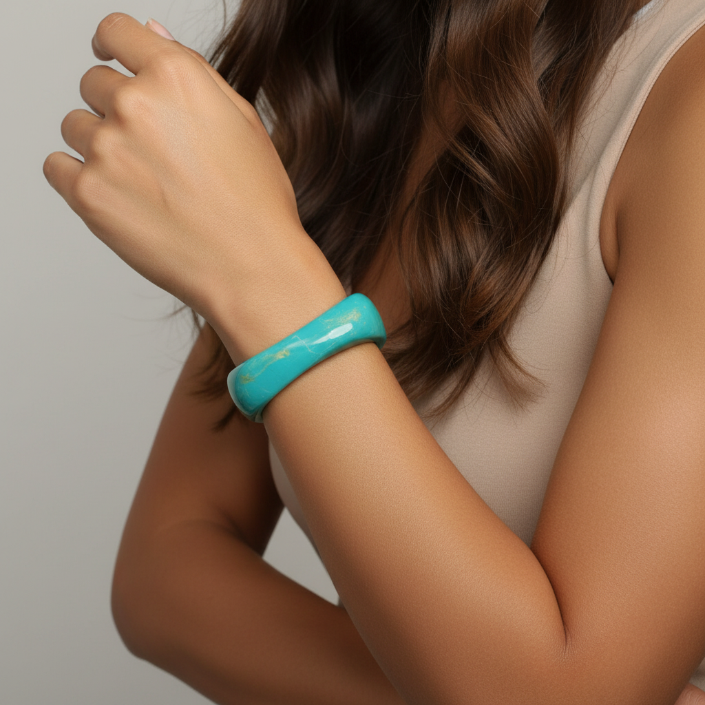 Blågrøn bangle I resin