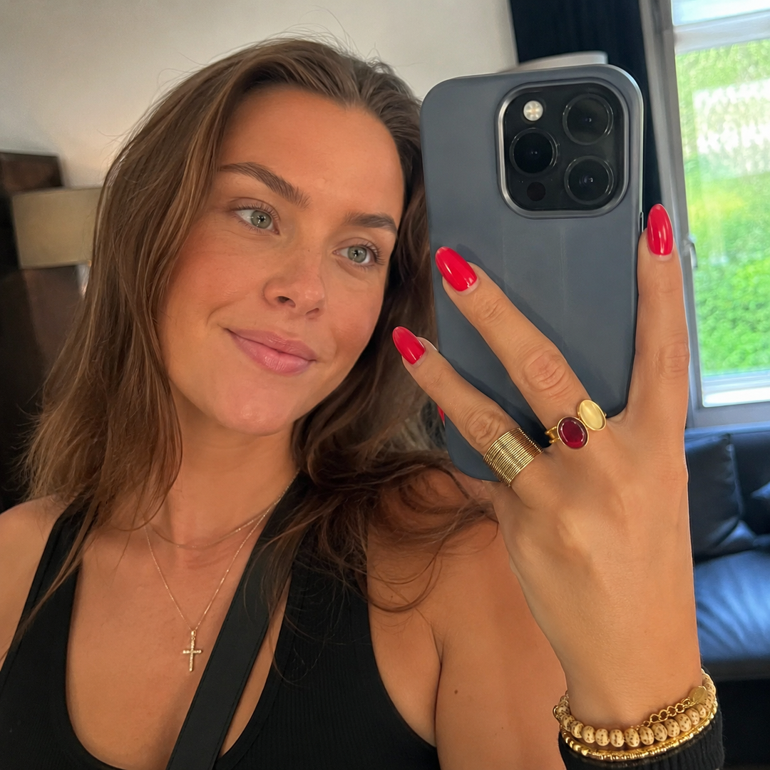 Statement ring tynde linjer - 14 karat forgyldt messing