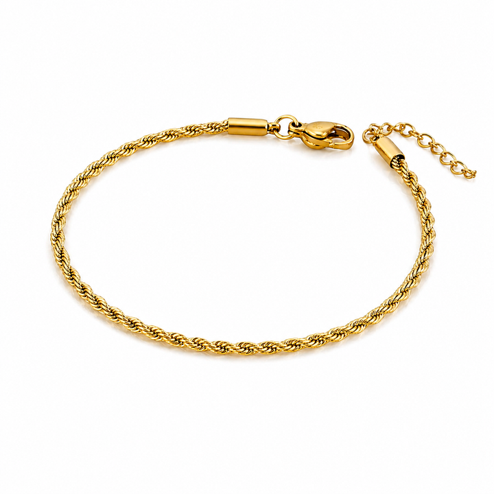 Rope armbånd 2mm - 18 karat forgyldt ædelstål