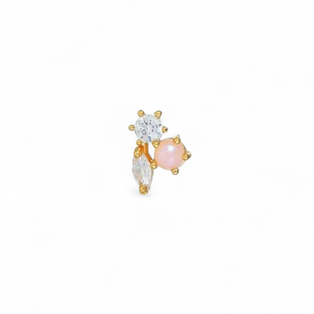 Ørestikker zirkon/perle i 18kt.forgyldt 925 sterlingsølv