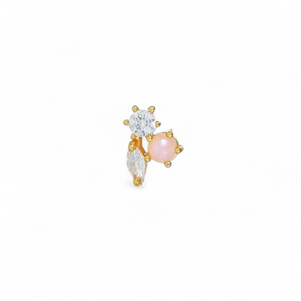 Ørestikker zirkon/perle i 18kt.forgyldt 925 sterlingsølv