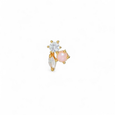 Ørestikker zirkon/perle i 18kt.forgyldt 925 sterlingsølv
