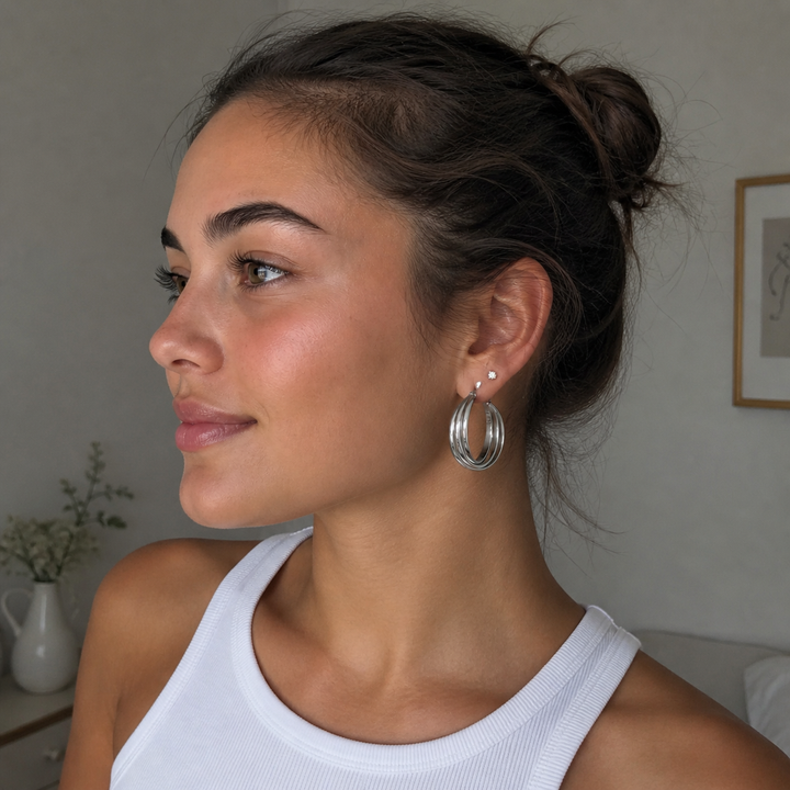Twistet triple hoops i ædelstål