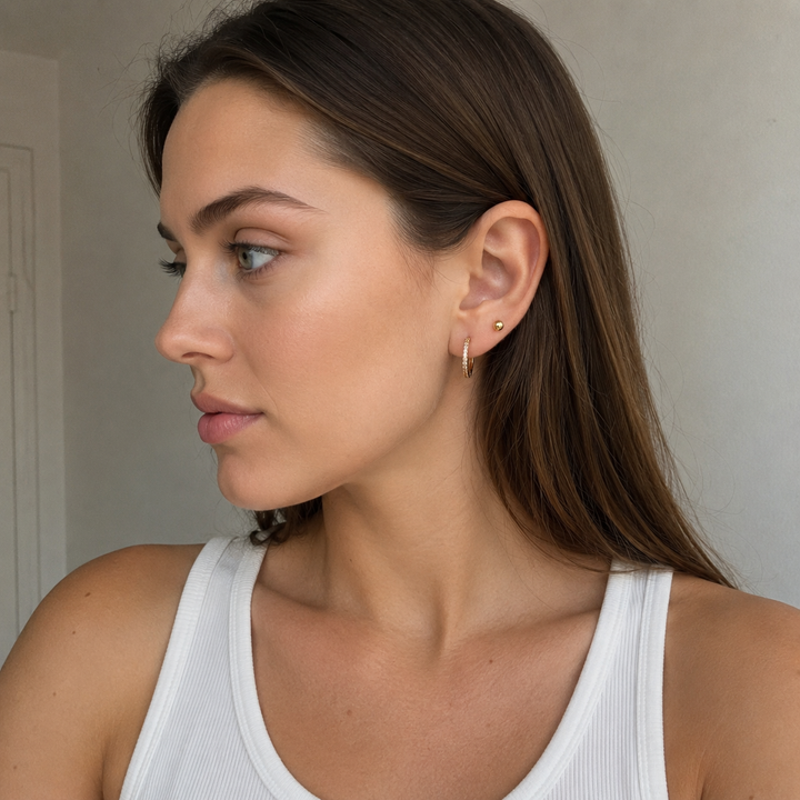 Champagne zirkon hoops - 18 karat forgyldt kobber