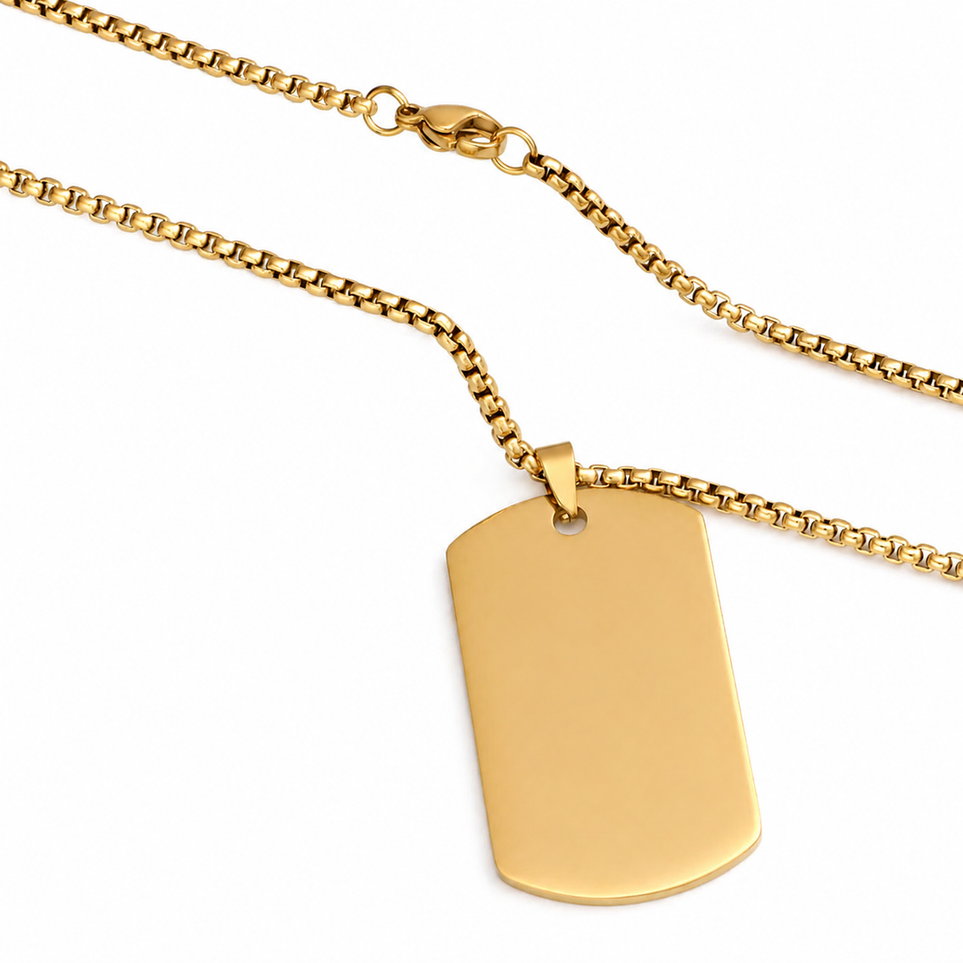 Dogtag halskæde - 18 karat forgyldt ædelstål - Gratis gravering