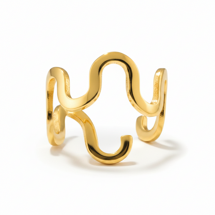 Ring dybe bølger - 18 karat forgyldt titanium