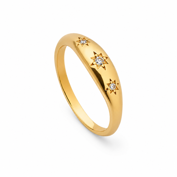 Ring zirkon stjerner - 18 karat forgyldt ædelstål