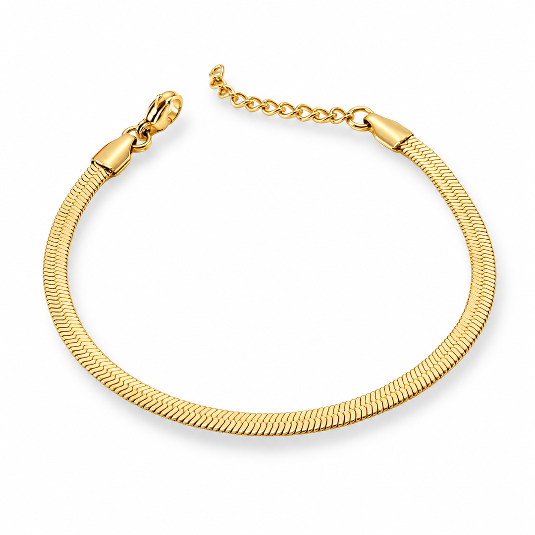 Armbånd flad slange 4mm - 18 karat forgyldt ædelstål