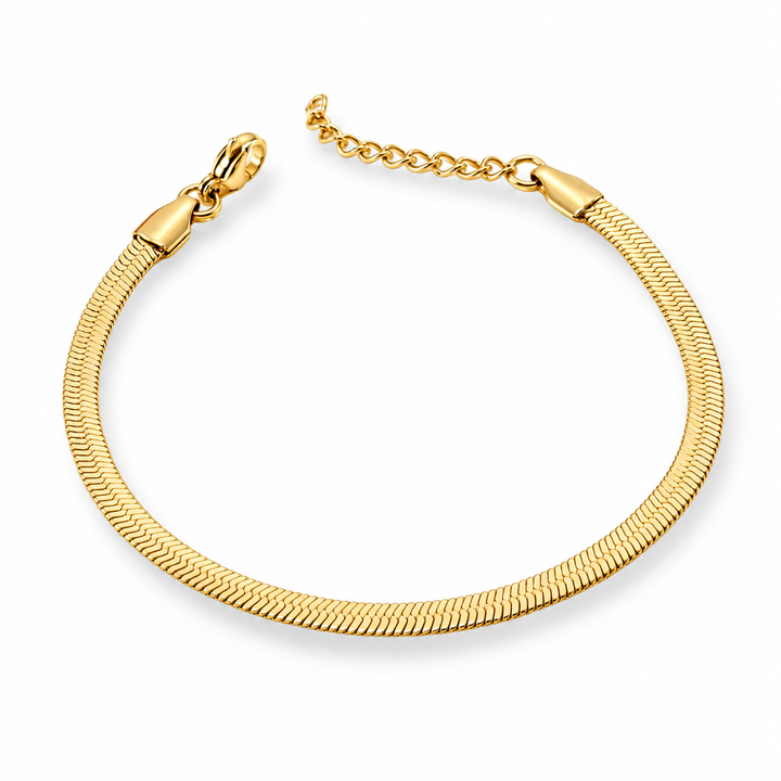 Armbånd flad slange 4mm - 18 karat forgyldt ædelstål
