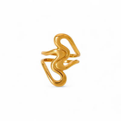 Hjerte i hjerte ring i 18 karat forgyldt ædelstål