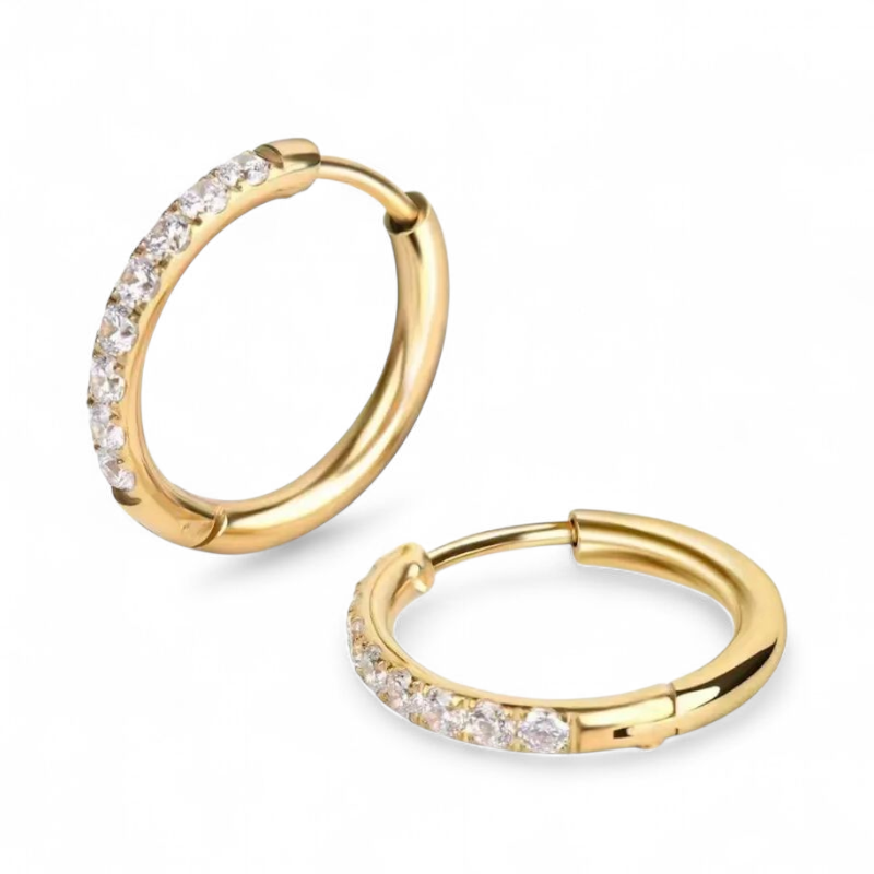 Classic Zircon Hoops – 18 karat forgyldt ædelstål. Flere Str.
