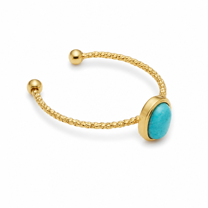 Vintage ring turkis - 14 karat forgyldt ædelstål
