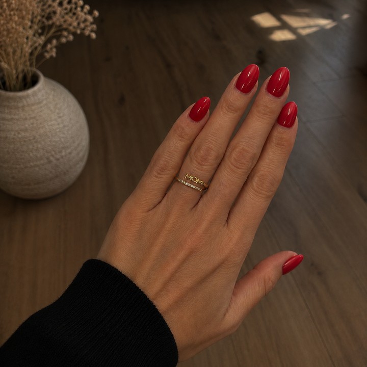 Mom ring med zirkoner - 18 karat forgyldt kobber