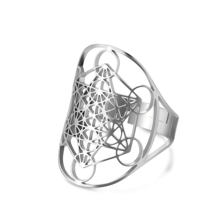 Statement ring med mønster - ædelstål
