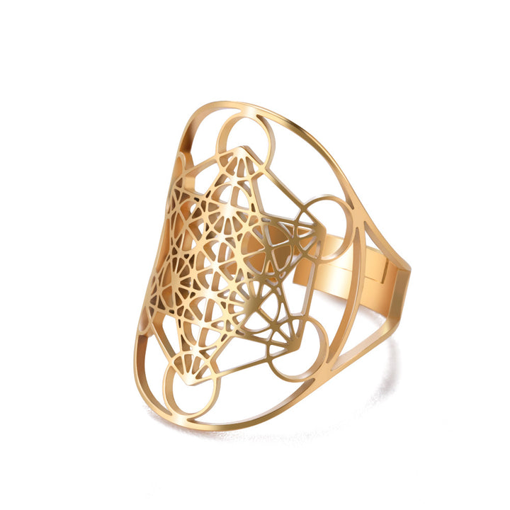 Statement ring med mønster - 18 karat forgyldt ædelstål