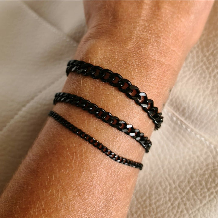 Panser armbånd - sort ædelstål