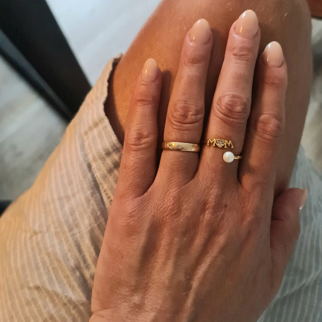 Mom perle ring - 18 karat forgyldt ædelstål