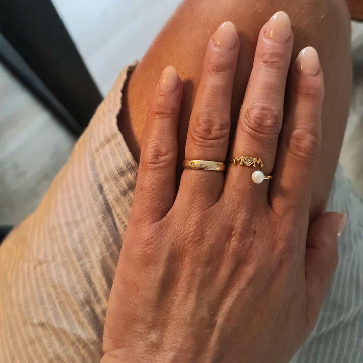 Mom perle ring - 18 karat forgyldt ædelstål