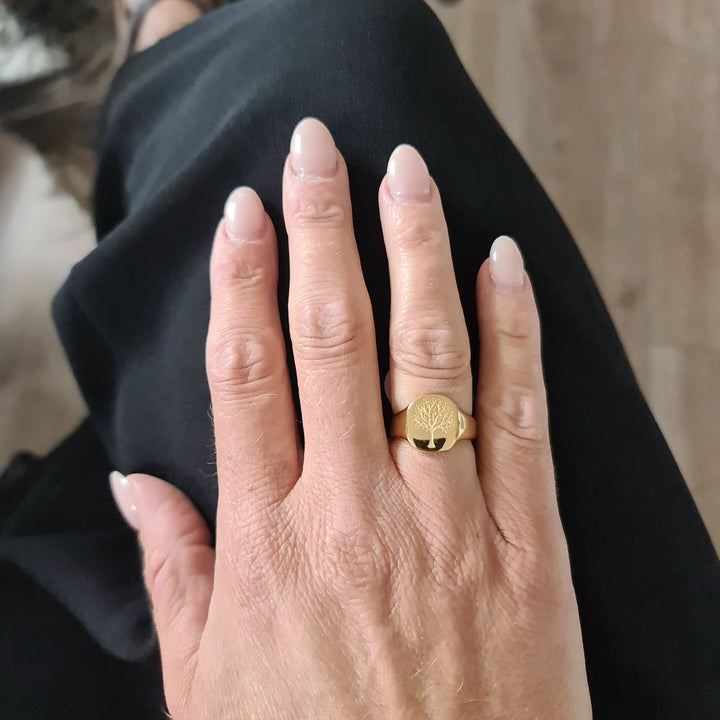 Livets Træ "Yggdrasil" statement ring i 18 karat forgyldt rustfrit ædelstål